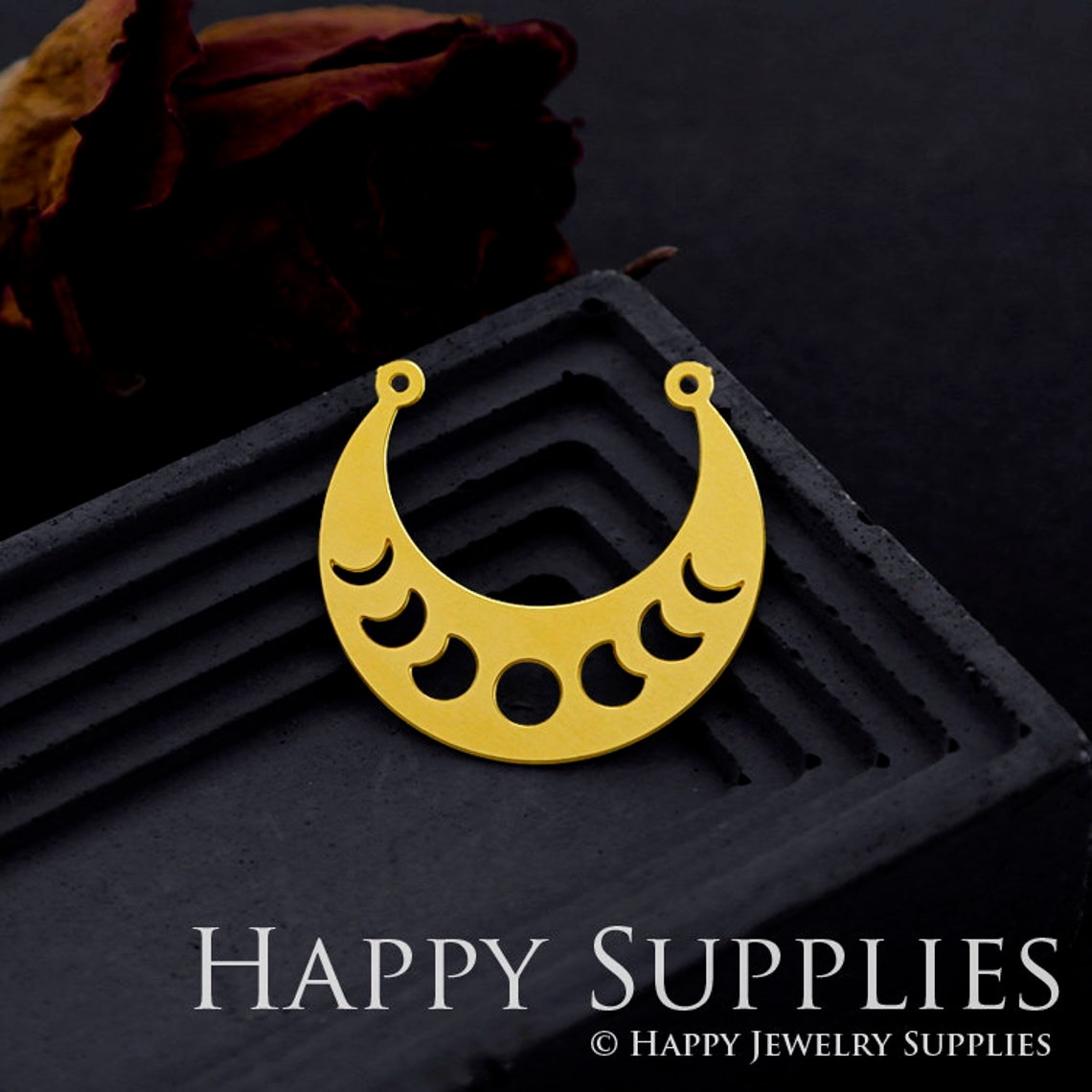 Brass Jewelry Charms, Moon Phases Raw Brass Earring Charms, Brass Jewelry Pendants, Raw Brass Jewelry Findings, Brass Pendants Jewelry Wholesale (RD569)