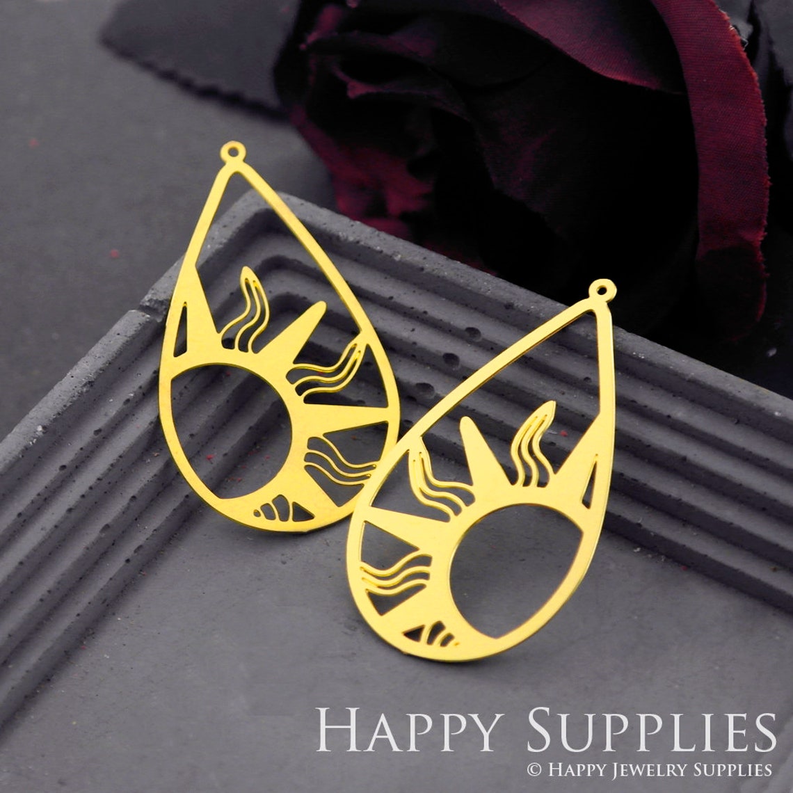 Brass Jewelry Charms, Drop Raw Brass Earring Charms, Brass Jewelry Pendants, Raw Brass Jewelry Findings, Brass Pendants Jewelry Wholesale (RD739)