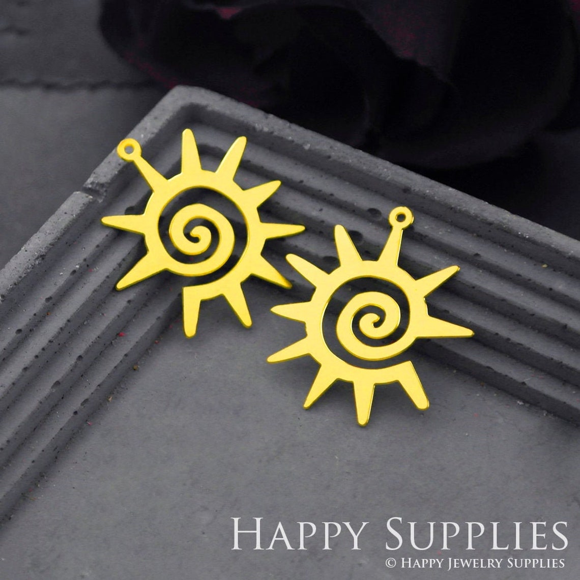 Brass Jewelry Charms, Sun Raw Brass Earring Charms, Brass Jewelry Pendants, Raw Brass Jewelry Findings, Brass Pendants Jewelry Wholesale (RD695)