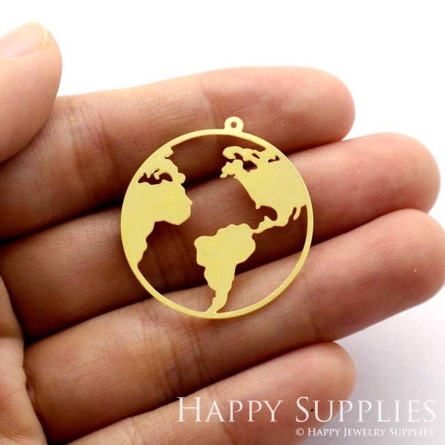 Brass Jewelry Charms, Earth Globe Raw Brass Earring Charms, Brass Jewelry Pendants, Raw Brass Jewelry Findings, Brass Pendants Jewelry Wholesale (RD656)