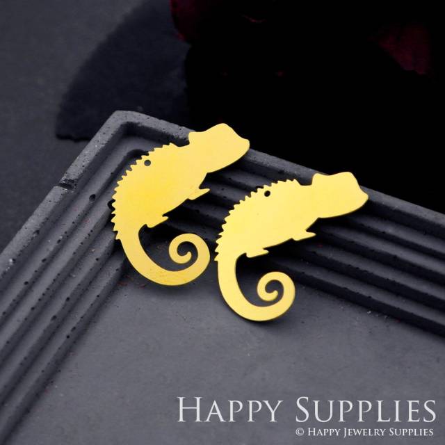 Brass Jewelry Charms, Chameleon Raw Brass Earring Charms, Brass Jewelry Pendants, Raw Brass Jewelry Findings, Brass Pendants Jewelry Wholesale (RD751)