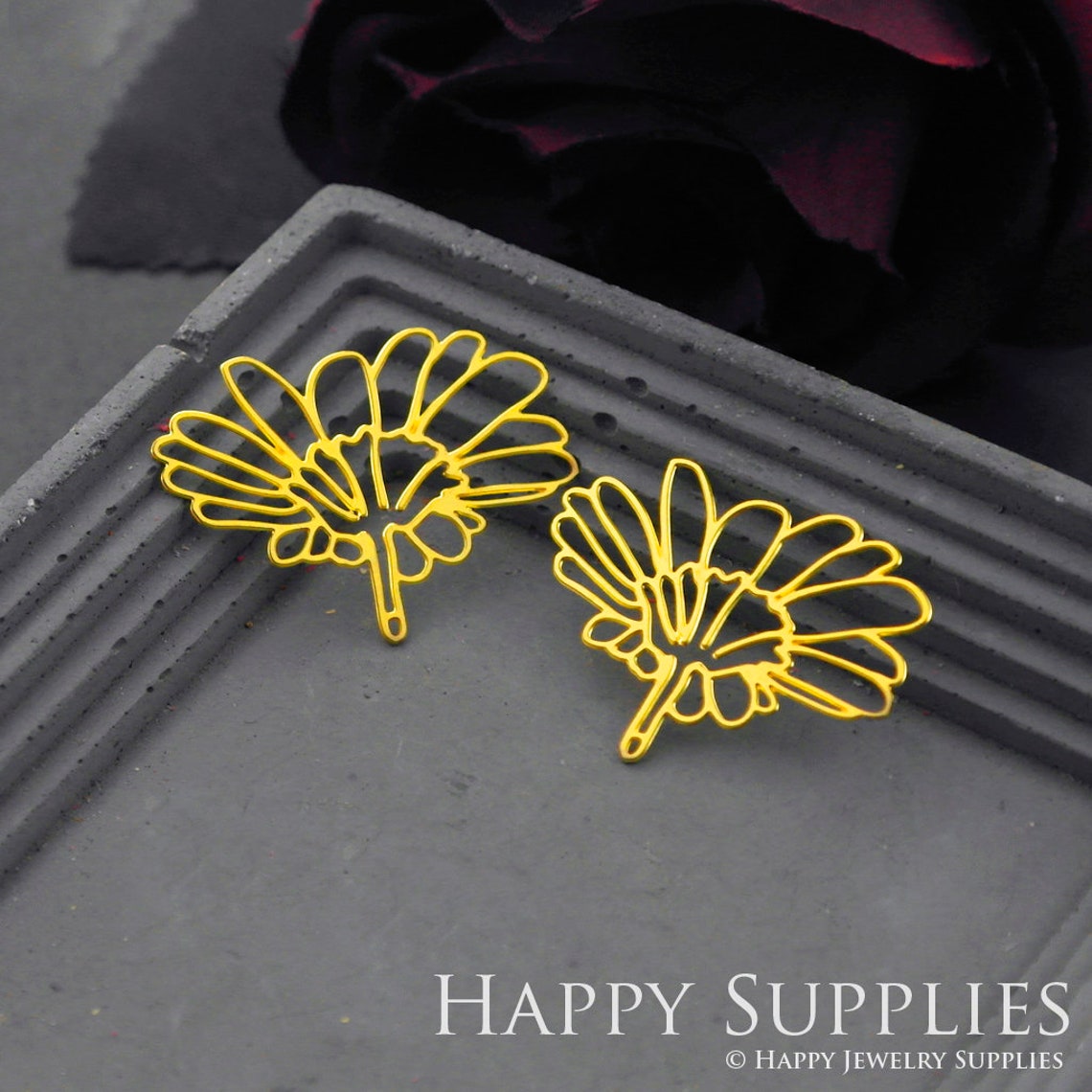 Brass Jewelry Charms, Flower Raw Brass Earring Charms, Brass Jewelry Pendants, Raw Brass Jewelry Findings, Brass Pendants Jewelry Wholesale (RD708)