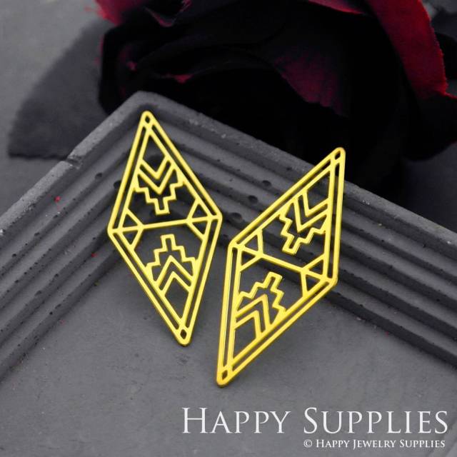 Brass Jewelry Charms, Geometric Diamond Raw Brass Earring Charms, Brass Jewelry Pendants, Raw Brass Jewelry Findings, Brass Pendants Jewelry Wholesale (RD718)