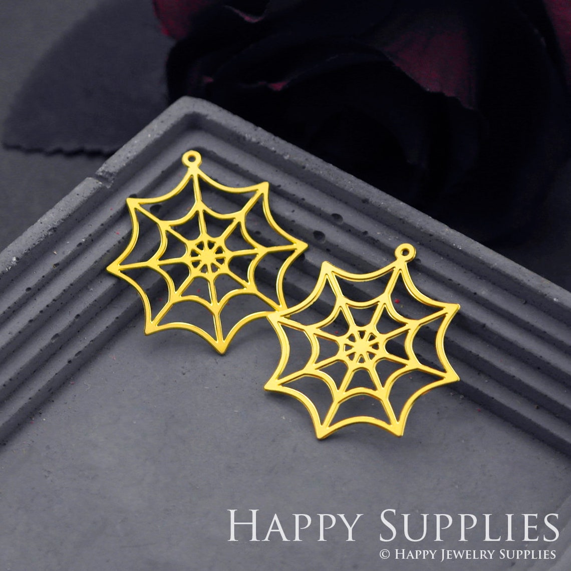 Brass Jewelry Charms, Cobweb Raw Brass Earring Charms, Brass Jewelry Pendants, Raw Brass Jewelry Findings, Brass Pendants Jewelry Wholesale (RD755)