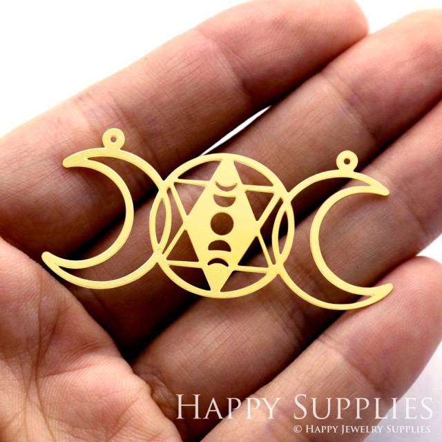 Brass Jewelry Charms, Moon Raw Brass Earring Charms, Brass Jewelry Pendants, Raw Brass Jewelry Findings, Brass Pendants Jewelry Wholesale (RD779)