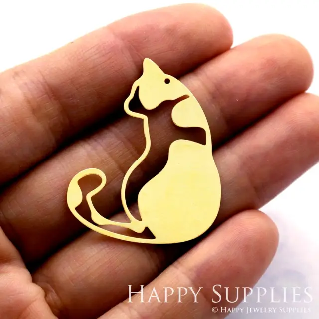 Brass Jewelry Charms, Cat Raw Brass Earring Charms, Brass Jewelry Pendants, Raw Brass Jewelry Findings, Brass Pendants Jewelry Wholesale (RD782)