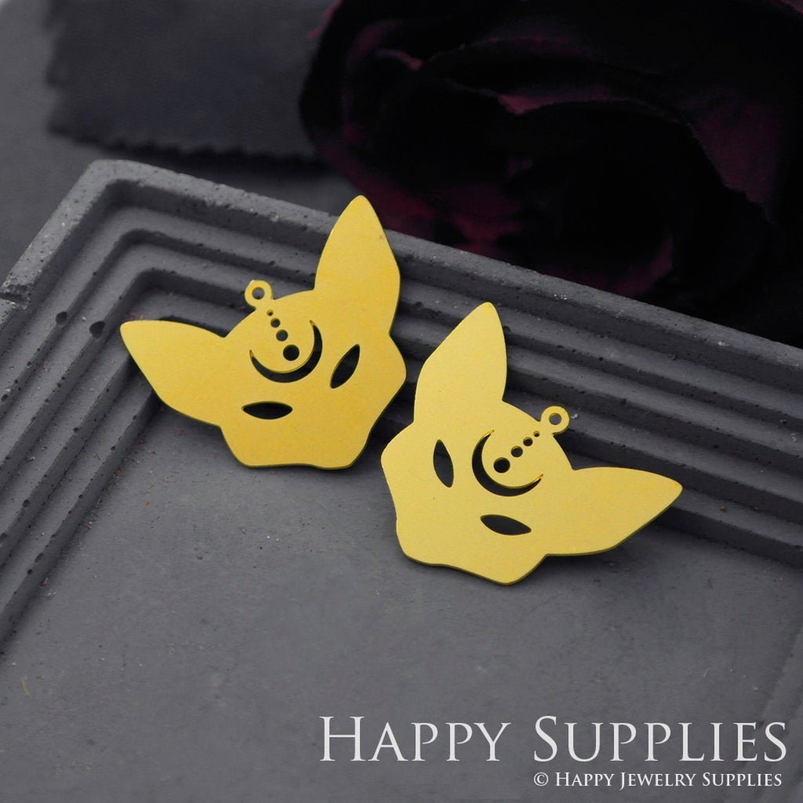 Brass Jewelry Charms, Fox Raw Brass Earring Charms, Brass Jewelry Pendants, Raw Brass Jewelry Findings, Brass Pendants Jewelry Wholesale (RD778)