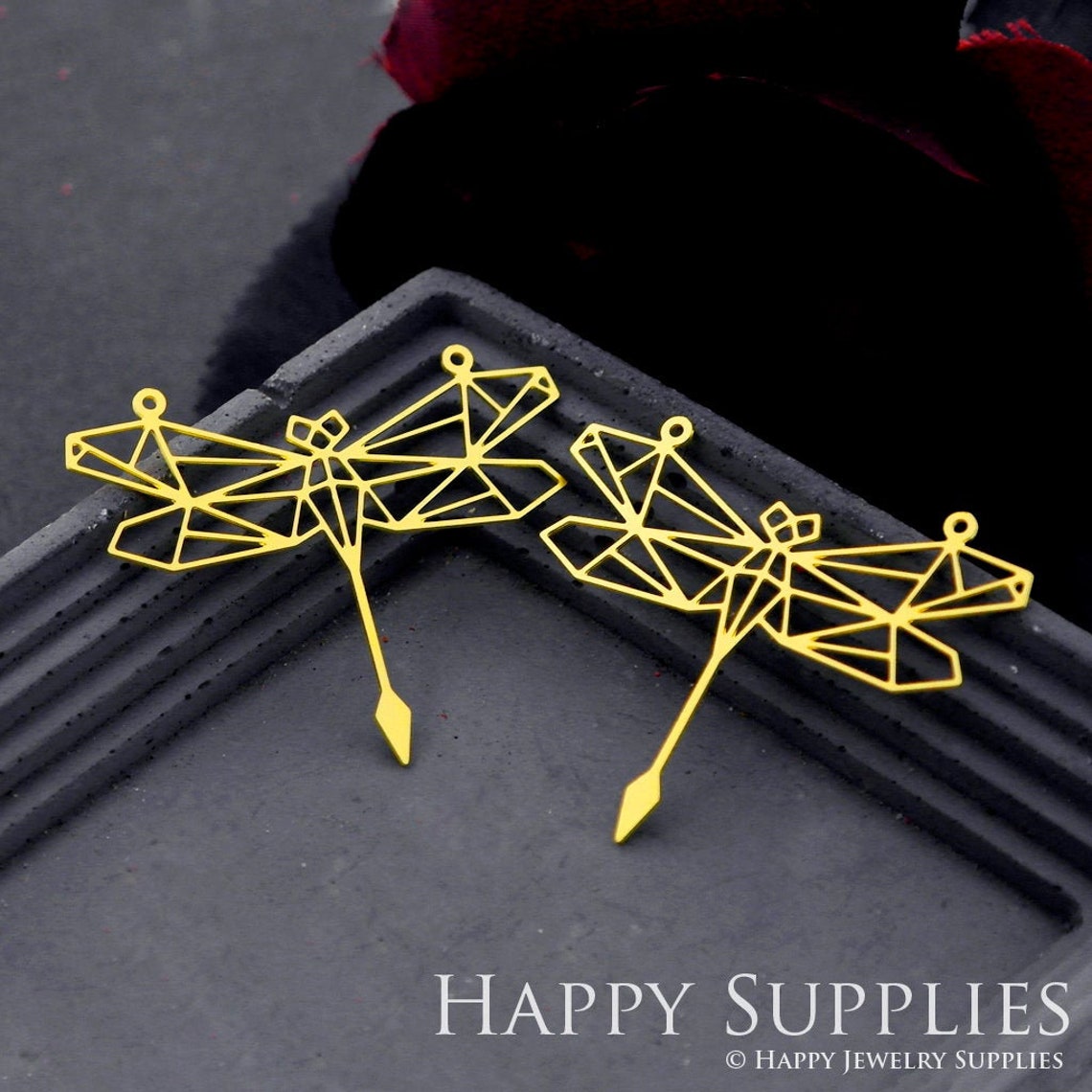 Brass Jewelry Charms, Geometric Dragonfly Raw Brass Earring Charms, Brass Jewelry Pendants, Raw Brass Jewelry Findings, Brass Pendants Jewelry Wholesale (RD848)