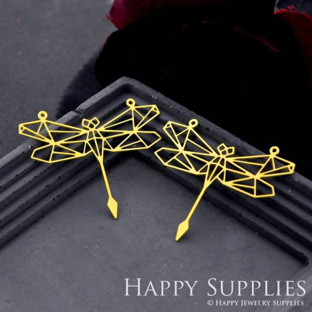 Brass Jewelry Charms, Geometric Dragonfly Raw Brass Earring Charms, Brass Jewelry Pendants, Raw Brass Jewelry Findings, Brass Pendants Jewelry Wholesale (RD848)
