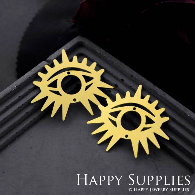 Brass Jewelry Charms, Circle Eye Eyelashes Raw Brass Earring Charms, Brass Jewelry Pendants, Raw Brass Jewelry Findings, Brass Pendants Jewelry Wholesale (RD856)