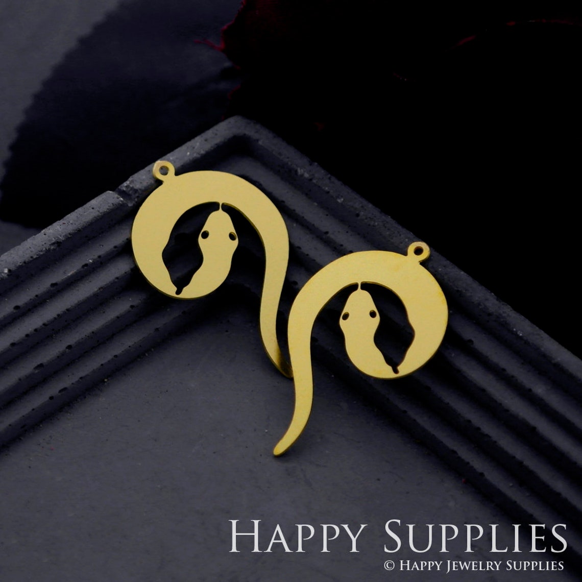 Brass Jewelry Charms, Snake Raw Brass Earring Charms, Brass Jewelry Pendants, Raw Brass Jewelry Findings, Brass Pendants Jewelry Wholesale (RD853)