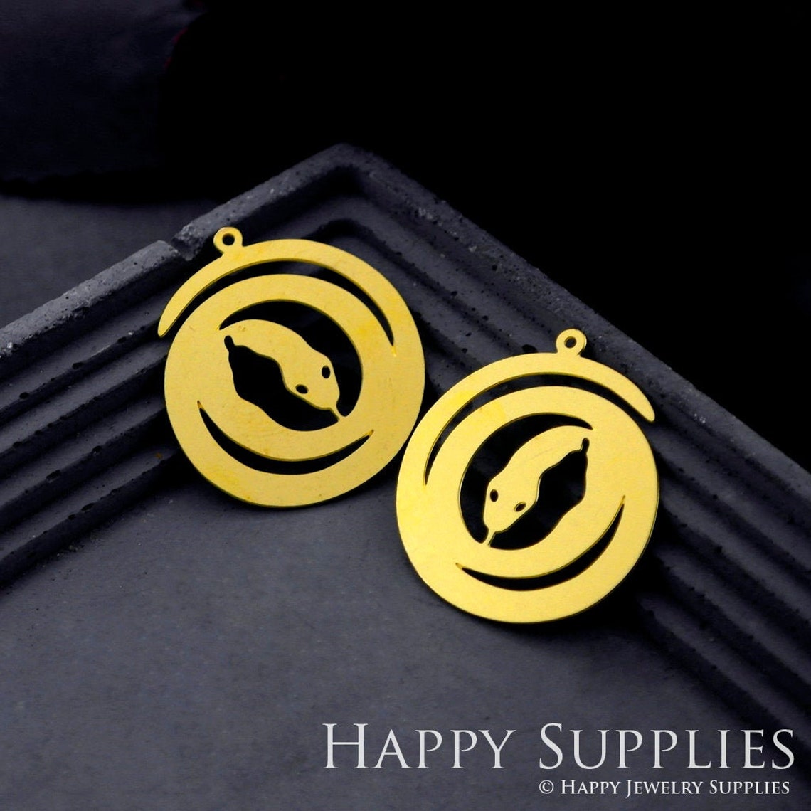 Brass Jewelry Charms, Snake Raw Brass Earring Charms, Brass Jewelry Pendants, Raw Brass Jewelry Findings, Brass Pendants Jewelry Wholesale (RD852)