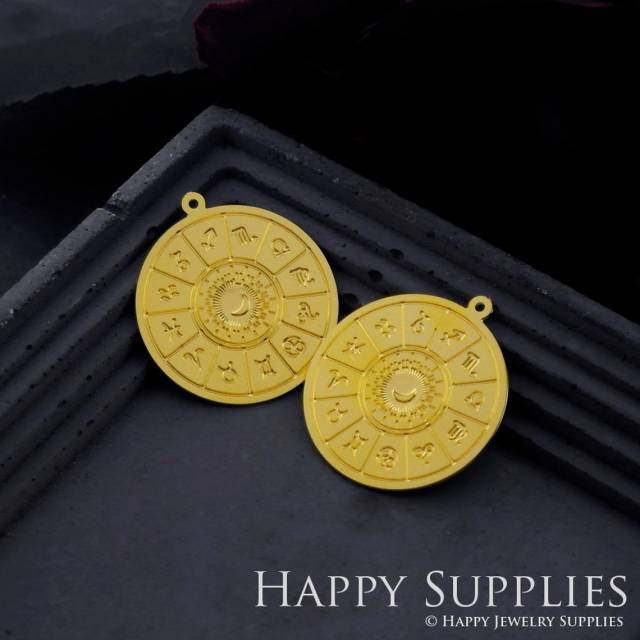 Brass Jewelry Charms, Constellation Etched Raw Brass Earring Charms, Brass Jewelry Pendants, Raw Brass Jewelry Findings, Brass Pendants Jewelry Wholesale (RD930)