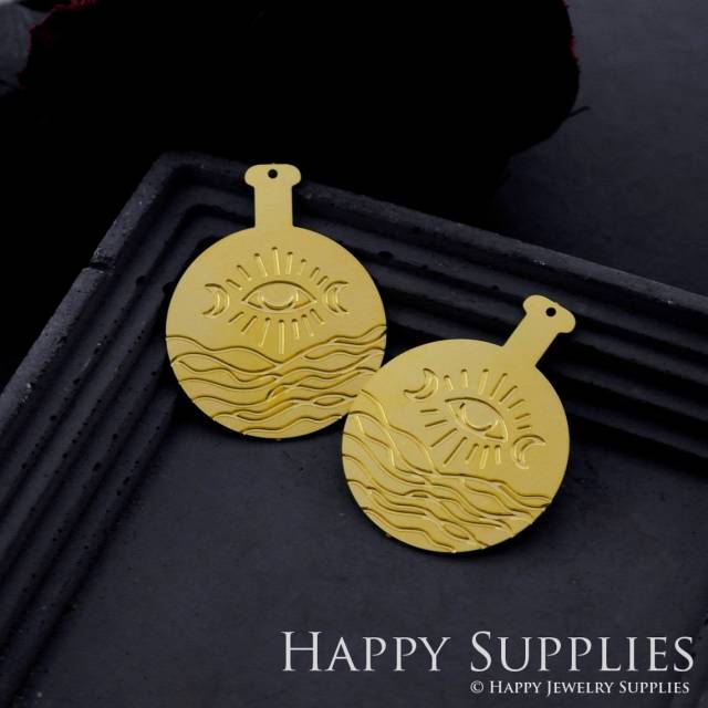 Brass Jewelry Charms, Eyes Etched Raw Brass Earring Charms, Brass Jewelry Pendants, Raw Brass Jewelry Findings, Brass Pendants Jewelry Wholesale (RD932)