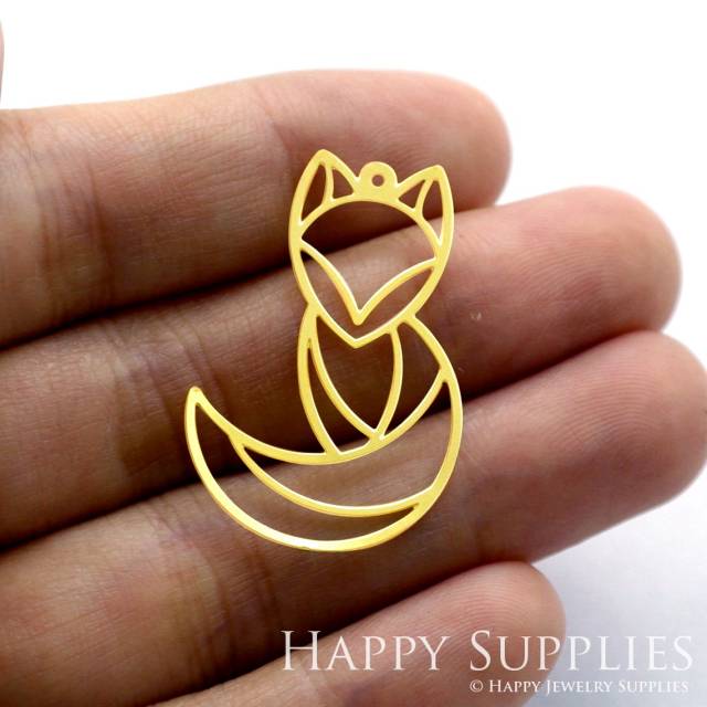 Brass Jewelry Charms, Fox Raw Brass Earring Charms, Brass Jewelry Pendants, Raw Brass Jewelry Findings, Brass Pendants Jewelry Wholesale (RD964)