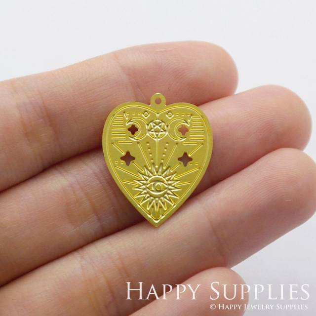 Brass Jewelry Charms, Heart Raw Brass Earring Charms, Brass Jewelry Pendants, Raw Brass Jewelry Findings, Brass Pendants Jewelry Wholesale (RD1048)