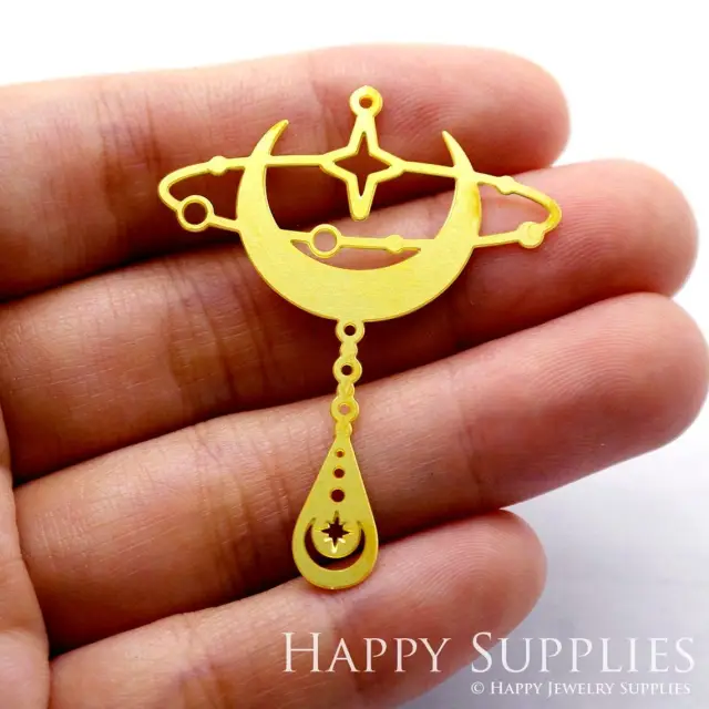 Brass Jewelry Charms, Moon Raw Brass Earring Charms, Brass Jewelry Pendants, Raw Brass Jewelry Findings, Brass Pendants Jewelry Wholesale (RD1127)