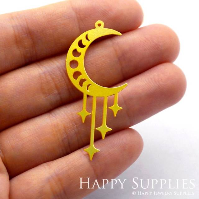 Brass Jewelry Charms, Moon Raw Brass Earring Charms, Brass Jewelry Pendants, Raw Brass Jewelry Findings, Brass Pendants Jewelry Wholesale (RD1071)