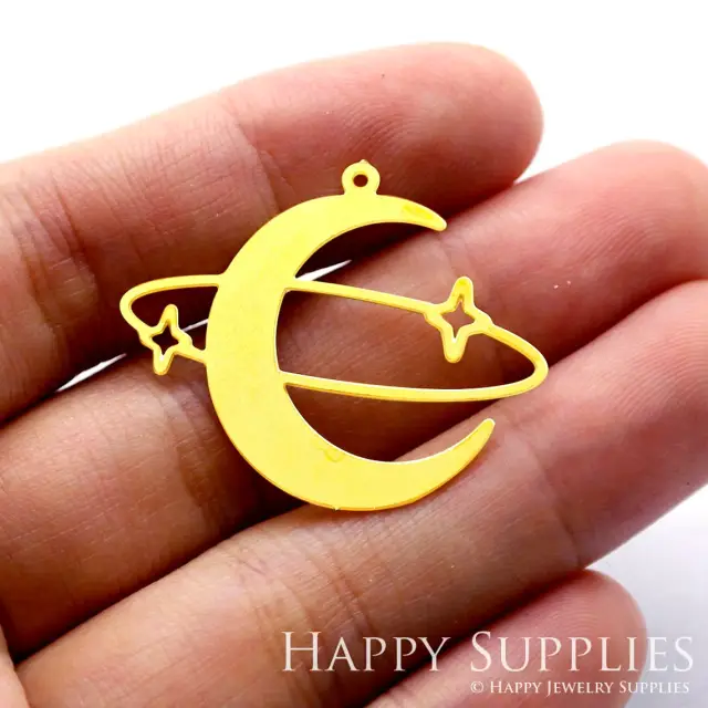 Brass Jewelry Charms, Moon Raw Brass Earring Charms, Brass Jewelry Pendants, Raw Brass Jewelry Findings, Brass Pendants Jewelry Wholesale (RD1120)