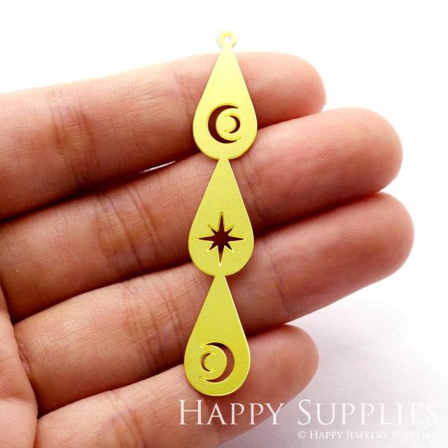 Brass Jewelry Charms, Moon Drop Geometric Raw Brass Earring Charms, Brass Jewelry Pendants, Raw Brass Jewelry Findings, Brass Pendants Jewelry Wholesale (RD1099)