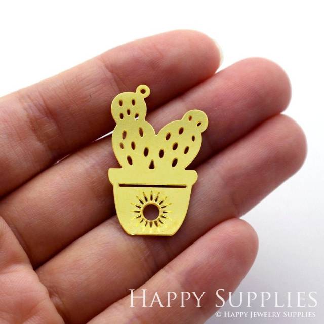 Brass Jewelry Charms, Cactus Raw Brass Earring Charms, Brass Jewelry Pendants, Raw Brass Jewelry Findings, Brass Pendants Jewelry Wholesale (RD1251)