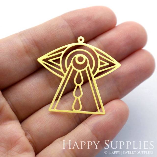 Brass Jewelry Charms, Eyes Round Geometric Raw Brass Earring Charms, Brass Jewelry Pendants, Raw Brass Jewelry Findings, Brass Pendants Jewelry Wholesale (RD1234)