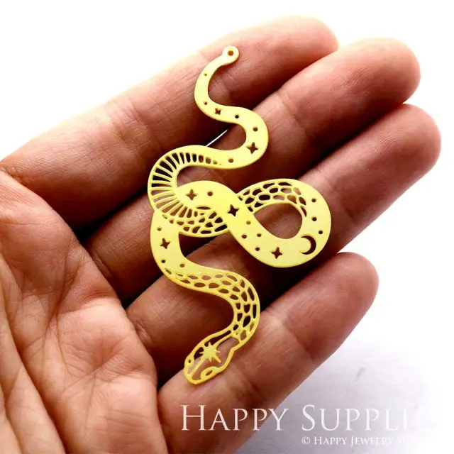 Brass Findings, Brass Charms, Snake Charms, Jewelry Charms, Snake Raw Brass Earring Charms, Brass Jewelry Pendants, Raw Brass Jewelry Findings, Brass Pendants Jewelry Wholesale (RD1178)