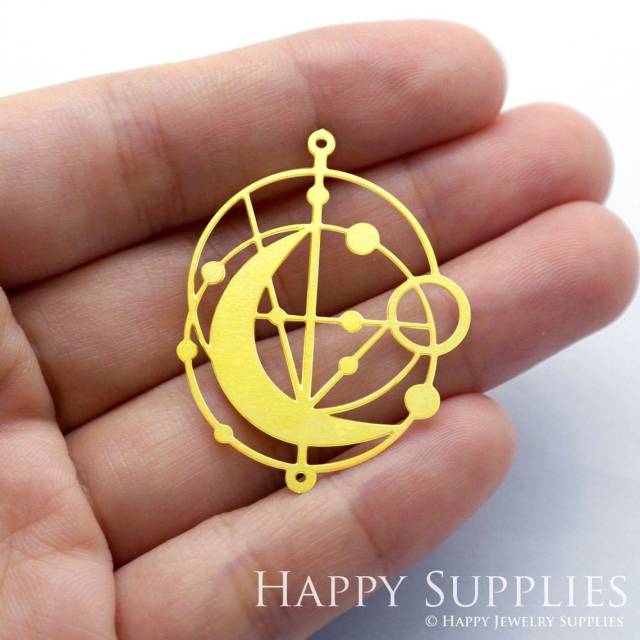 Brass Jewelry Charms, Moon Raw Brass Earring Charms, Brass Jewelry Pendants, Raw Brass Jewelry Findings, Brass Pendants Jewelry Wholesale (RD1244)