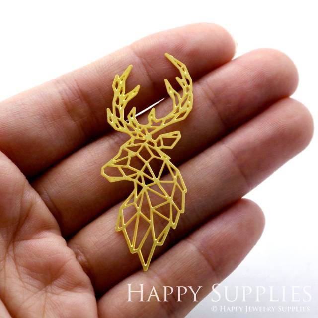 Brass Jewelry Charms, Deer Raw Brass Earring Charms, Brass Jewelry Pendants, Raw Brass Jewelry Findings, Brass Pendants Jewelry Wholesale (RD1195)