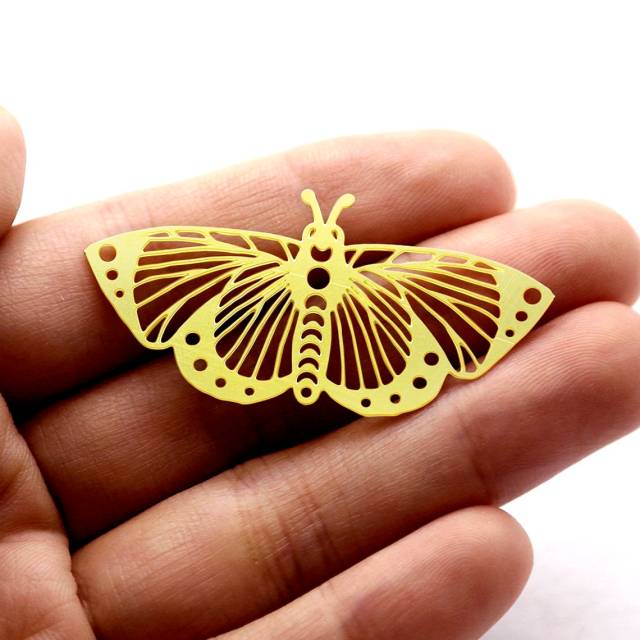 Brass Jewelry Charms, Geometric Moth Raw Brass Earring Charms, Brass Jewelry Pendants, Raw Brass Jewelry Findings, Brass Pendants Jewelry Wholesale (RD1184)