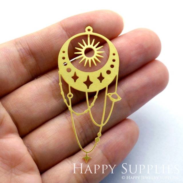 Brass Jewelry Charms, Moon Raw Brass Earring Charms, Brass Jewelry Pendants, Raw Brass Jewelry Findings, Brass Pendants Jewelry Wholesale (RD1232)