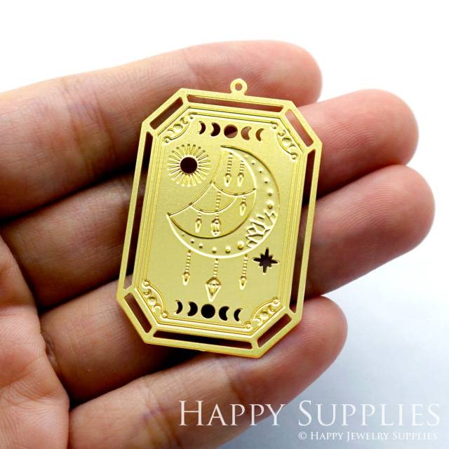 Brass Jewelry Charms, Moon Raw Brass Earring Charms, Brass Jewelry Pendants, Raw Brass Jewelry Findings, Brass Pendants Jewelry Wholesale (RD1349)