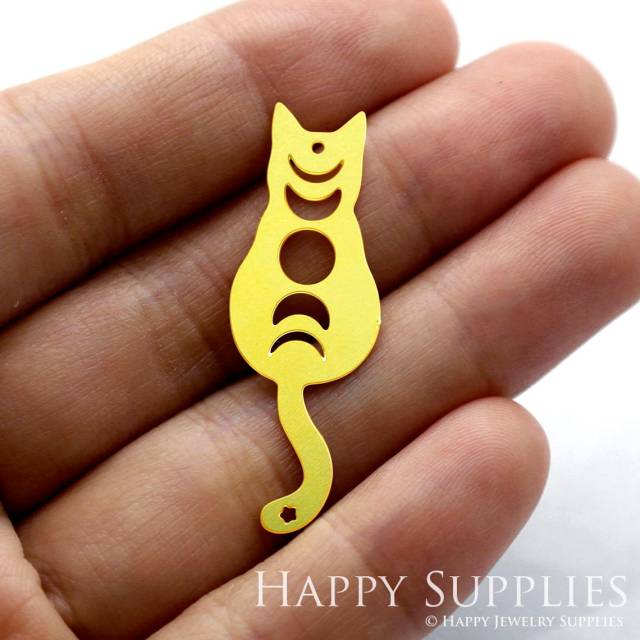 Brass Jewelry Charms, Cat Raw Brass Earring Charms, Brass Jewelry Pendants, Raw Brass Jewelry Findings, Brass Pendants Jewelry Wholesale (RD1307)