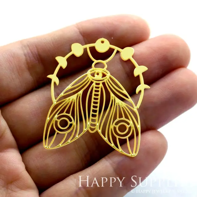 Brass Jewelry Charms, Geometric Moth Raw Brass Earring Charms, Brass Jewelry Pendants, Raw Brass Jewelry Findings, Brass Pendants Jewelry Wholesale (RD1312)