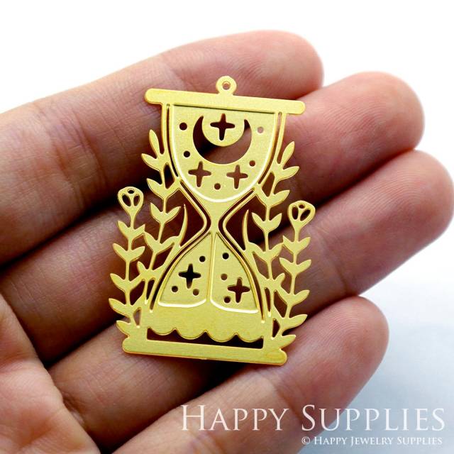 Brass Jewelry Charms, Hourglass Etched Raw Brass Earring Charms, Brass Jewelry Pendants, Raw Brass Jewelry Findings, Brass Pendants Jewelry Wholesale (RD1343)