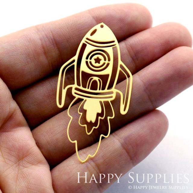 Brass Jewelry Charms, Rocket Raw Brass Earring Charms, Brass Jewelry Pendants, Raw Brass Jewelry Findings, Brass Pendants Jewelry Wholesale (RD1336)