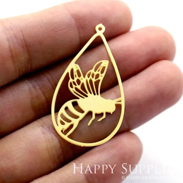 Brass Jewelry Charms, Bee Raw Brass Earring Charms, Brass Jewelry Pendants, Raw Brass Jewelry Findings, Brass Pendants Jewelry Wholesale (RD1335)