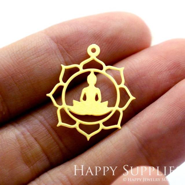 Brass Jewelry Charms, Buddha in Lotus Raw Brass Earring Charms, Brass Jewelry Pendants, Raw Brass Jewelry Findings, Brass Pendants Jewelry Wholesale (RD1330)