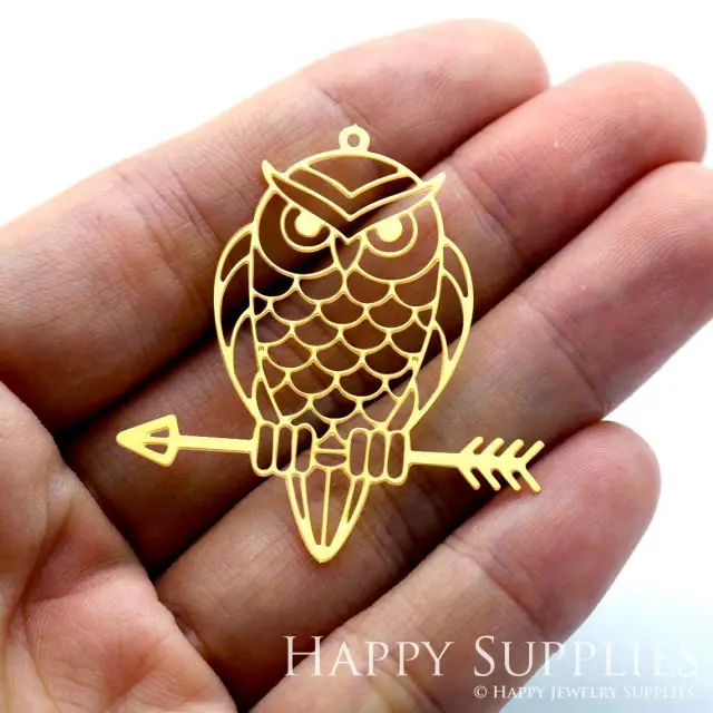 Brass Jewelry Charms, Owl Raw Brass Earring Charms, Brass Jewelry Pendants, Raw Brass Jewelry Findings, Brass Pendants Jewelry Wholesale (RD1339)