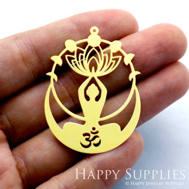 Brass Jewelry Charms, Buddha in Lotus Raw Brass Earring Charms, Brass Jewelry Pendants, Raw Brass Jewelry Findings, Brass Pendants Jewelry Wholesale (RD1323)