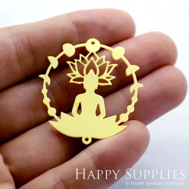 Brass Jewelry Charms, Buddha in Lotus Raw Brass Earring Charms, Brass Jewelry Pendants, Raw Brass Jewelry Findings, Brass Pendants Jewelry Wholesale (RD1327)