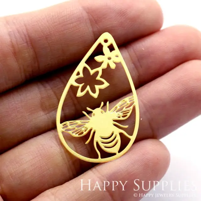 Brass Jewelry Charms, Bee Raw Brass Earring Charms, Brass Jewelry Pendants, Raw Brass Jewelry Findings, Brass Pendants Jewelry Wholesale (RD1332)