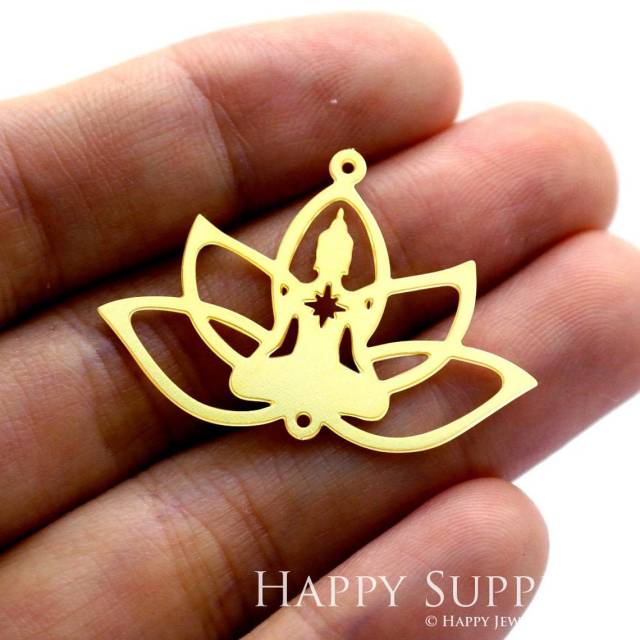 Brass Jewelry Charms, Buddha in Lotus Raw Brass Earring Charms, Brass Jewelry Pendants, Raw Brass Jewelry Findings, Brass Pendants Jewelry Wholesale (RD1318)