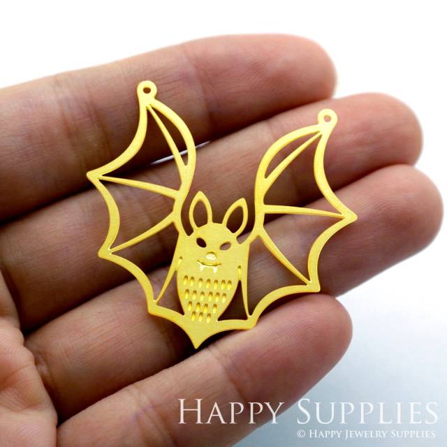 Brass Jewelry Charms, Bat Raw Brass Earring Charms, Brass Jewelry Pendants, Raw Brass Jewelry Findings, Brass Pendants Jewelry Wholesale (RD1373)