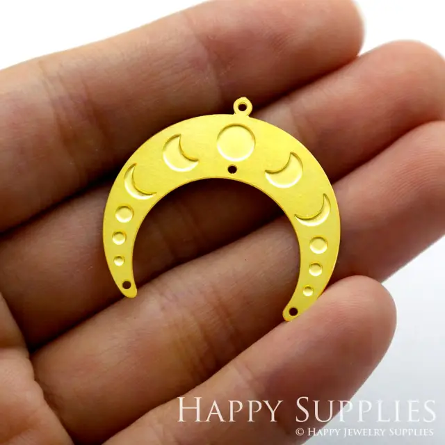 Brass Jewelry Charms, Moon phase Raw Brass Earring Charms, Brass Jewelry Pendants, Raw Brass Jewelry Findings, Brass Pendants Jewelry Wholesale (RD1379)