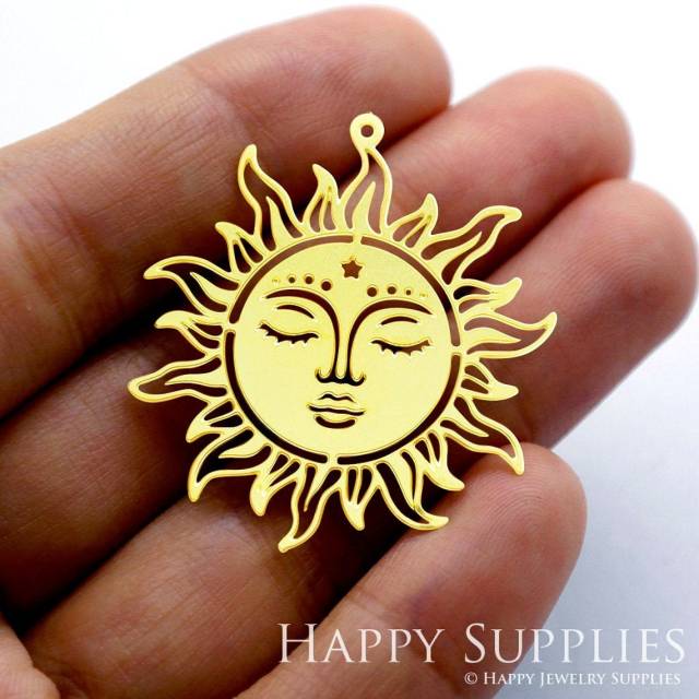 Brass Jewelry Charms, Sun Raw Brass Earring Charms, Brass Jewelry Pendants, Raw Brass Jewelry Findings, Brass Pendants Jewelry Wholesale (RD1360)