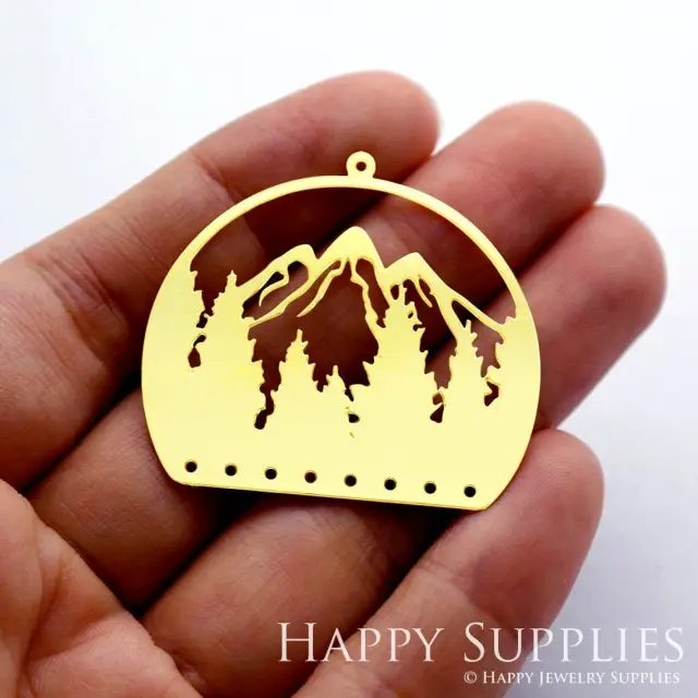 Brass Jewelry Charms, Mountains Geometric Raw Brass Earring Charms, Brass Jewelry Pendants, Raw Brass Jewelry Findings, Brass Pendants Jewelry Wholesale (RD1362)