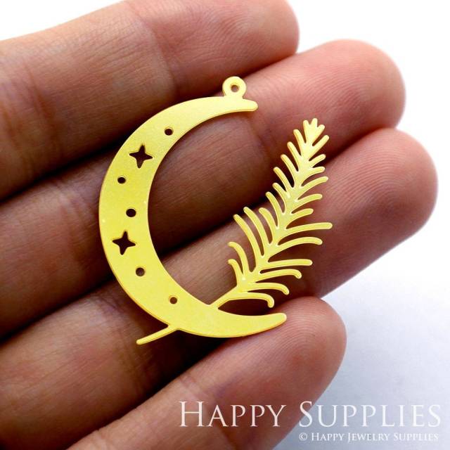 Brass Jewelry Charms, Moon Raw Brass Earring Charms, Brass Jewelry Pendants, Raw Brass Jewelry Findings, Brass Pendants Jewelry Wholesale (RD1357)