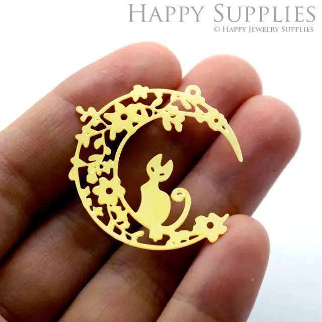 Brass Jewelry Charms, Moon Raw Brass Earring Charms, Brass Jewelry Pendants, Raw Brass Jewelry Findings, Brass Pendants Jewelry Wholesale (RD1446)