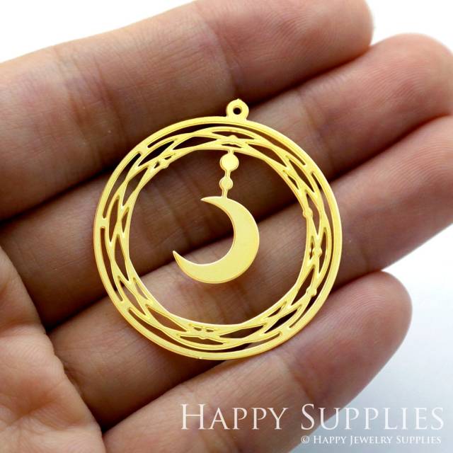 Brass Jewelry Charms, Moon Raw Brass Earring Charms, Brass Jewelry Pendants, Raw Brass Jewelry Findings, Brass Pendants Jewelry Wholesale (RD1403)